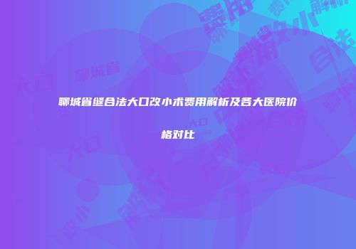 聊城省缝合法大口改小术费用解析及各大医院价格对比