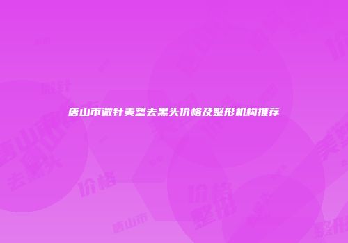 唐山市微针美塑去黑头价格及整形机构推荐